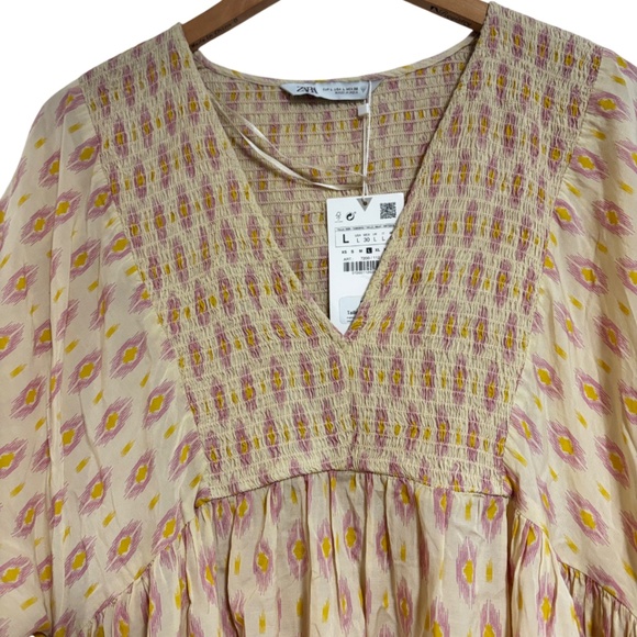 Zara | Women's Boho Smocked Midi Dress - Picture 3 of 10